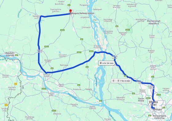 bogra to dhaka train route